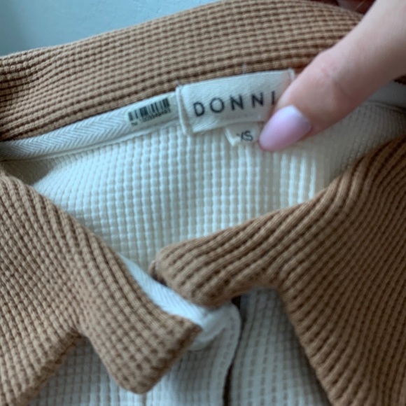 Donni. Thermal Duo Pullover - size XS- Cream/Camel - Picture 2 of 8